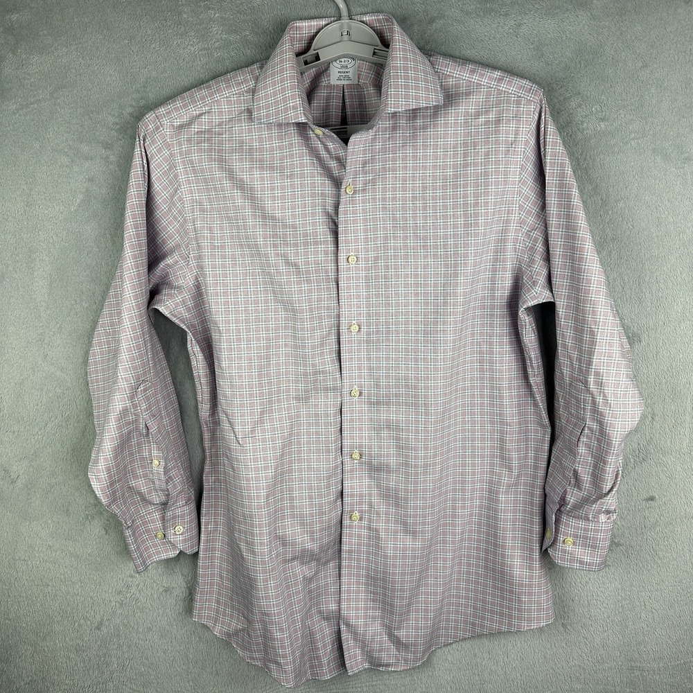 Brooks Brothers Regent Shirt Pink Check Button Down Long Sleeve 16-2/3